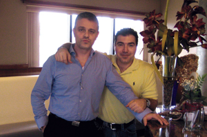 Sam Diamantopoulos and George Dertis, owners of Melrose Restaurant in Chicago inside their restaurant.