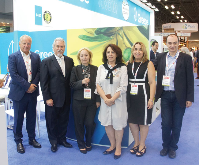 Summer Fancy Food Show 2018: Enterprise Greece SA, Athens, Greece: Grigoris Stergioulis Chairman, Phil Lempert, Adela Stergiou, Margaret Leedis, Froso Zogopoulou, and Antonis Gravanis, Director of International Trade Fairs.