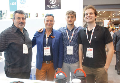 Summer Fancy Food Show 2018: Filippos Flavors, Arta, Greece: Kostas Tyras (Food Fest-Victory Foods representatives), Filippos Beis (Founder), Michail Beis and Christos Nikolos.