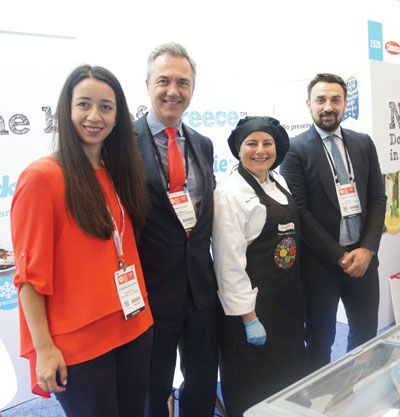 Summer Fancy Food Show 2018: Palirria SA, Evia, Greece: Chryssa Sapountzi, Arnoud Oor Sales & Exports Director, Chef Maria Benardis and Georgios Raptis.